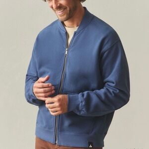 NWOT American Giant Men's Fleece Bomber Jacket Spellbound Blue L Made in USA